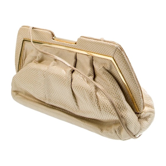 Vintage Judith Leiber cream & gold oversized designer clutch bag - Picture 5 of 9